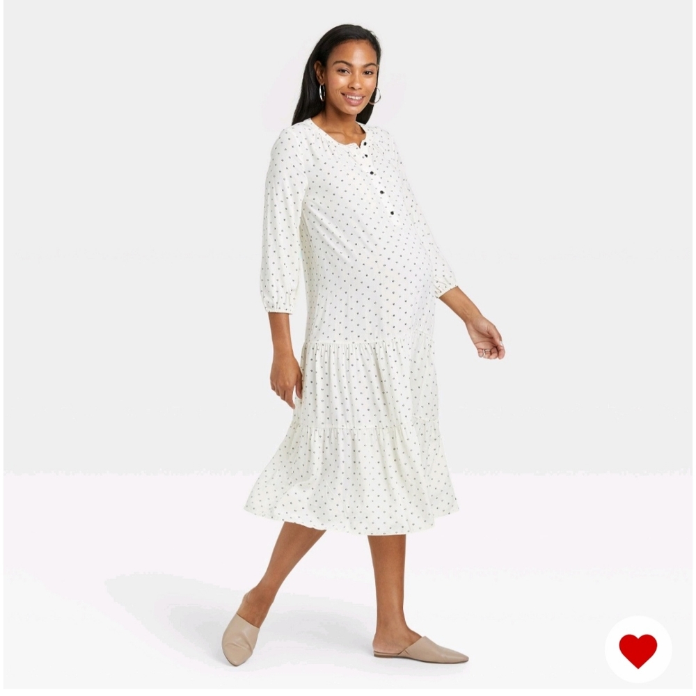 The Nines by Hatch 3/4 Sleeve Henley Maternity Dress